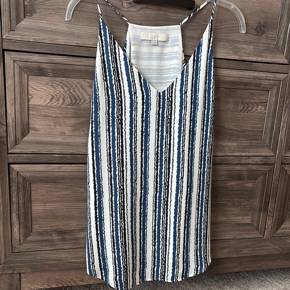 LOFT Blue and White Striped Camisole